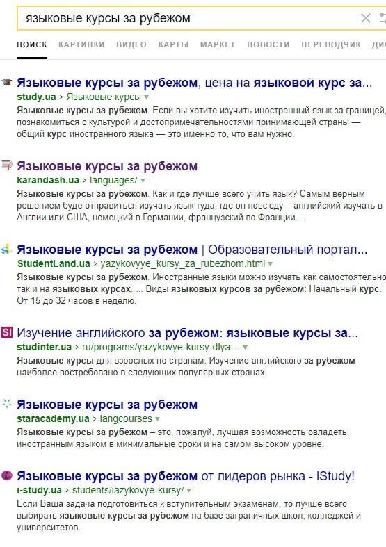 Анализ конкурентов в поисковой системе Яндекс