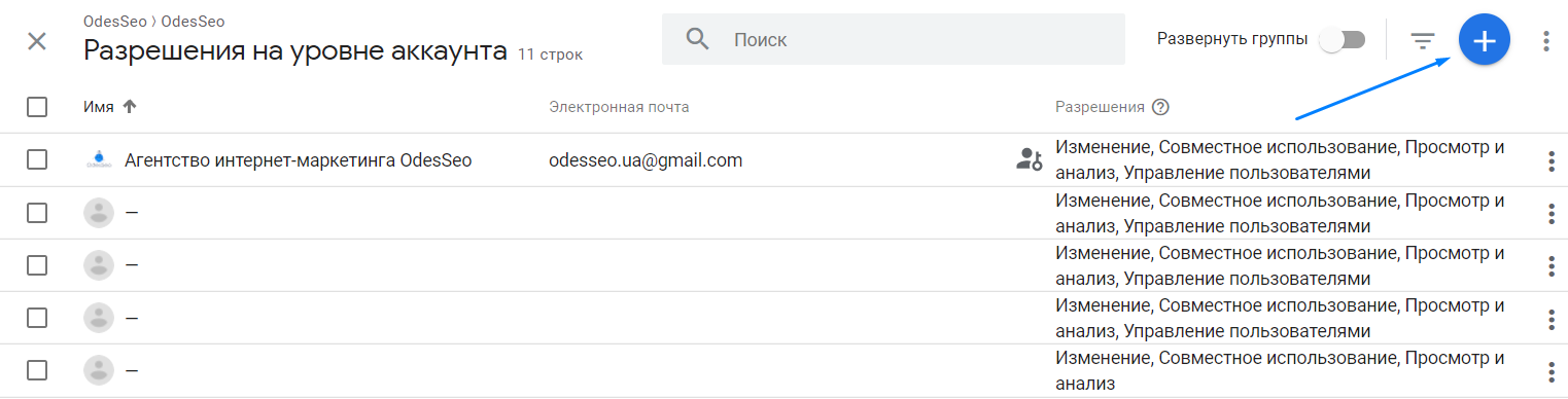 Добавить нового пользователя в Google Analytics - OdesSeo